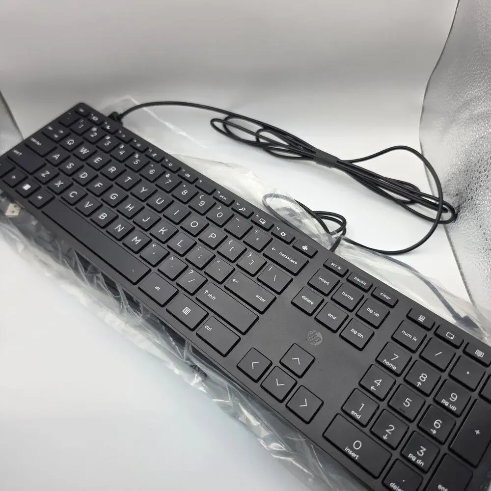 HP Wired Desktop 320K USB Keyboard L96909-001 Open Box Tested Black QWERTY